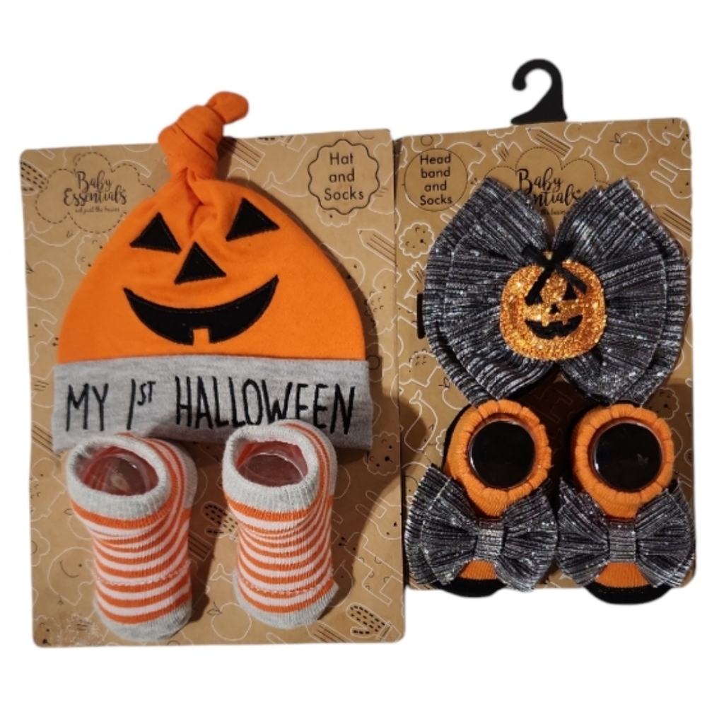 Baby My 1st Halloween Hat, Headband and Booties By Baby Essentials 0-6 mo